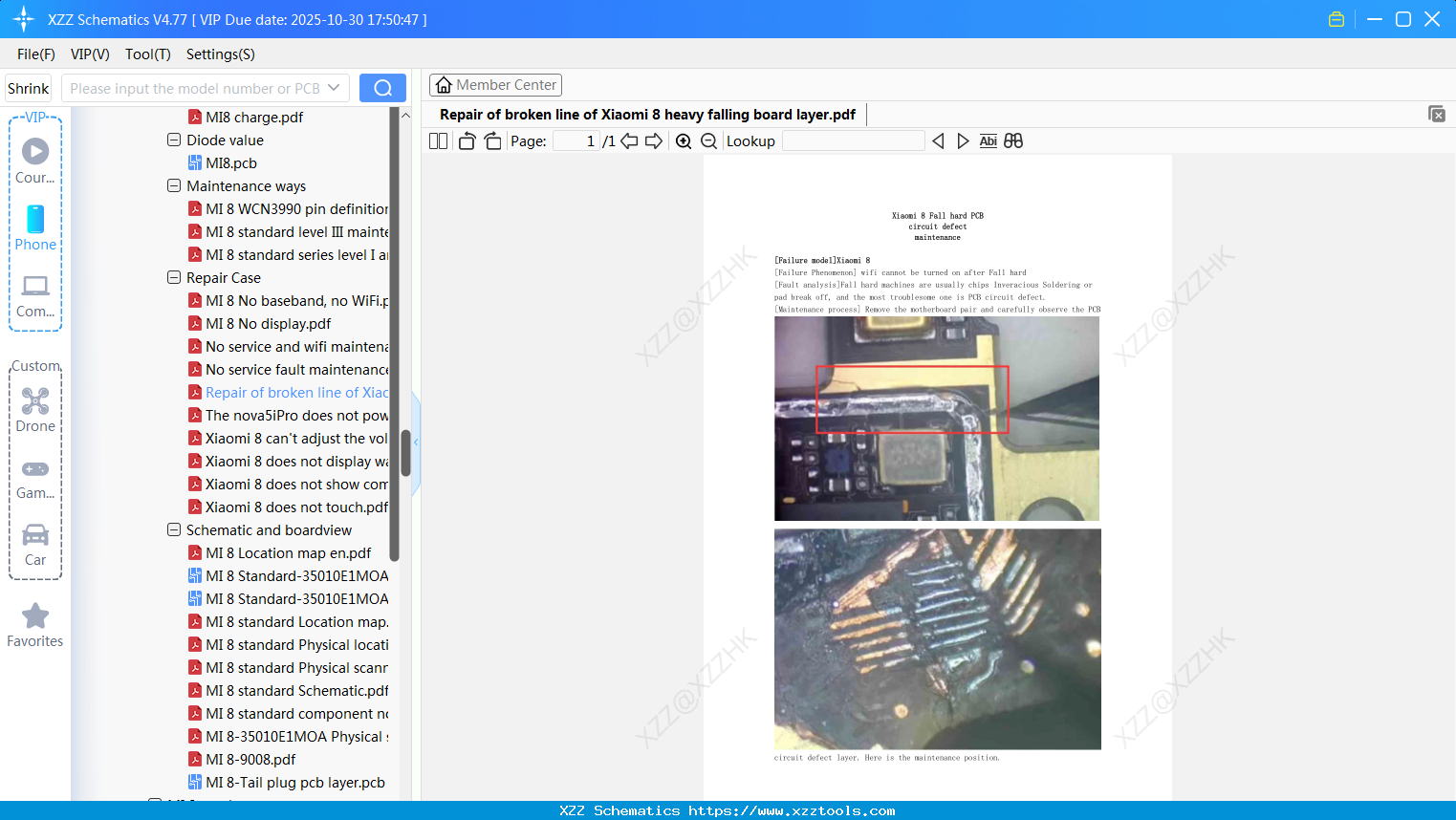Repair Of Broken Line Of Xiaomi 8 Heavy Falling Board Layer